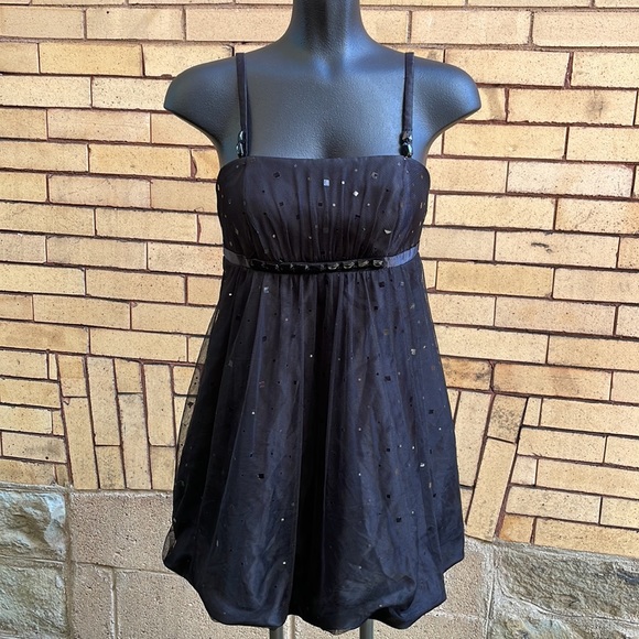 Vintage Jessica McClintock Gunne Sax black bubble mini dress Size 3 - Picture 1 of 7